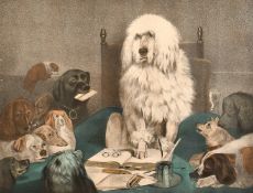 After Landseer, 'Laying Down the Law', a print, 10