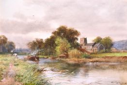 Henry Charles Fox (1855-1929) British, 'On the Avon' and 'Near Weybridge', A pair of scenes of rural