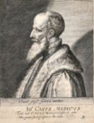 An old master print depicting Joannes Caius, engraving, inscribed, 6.25