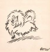 After David Low (1891-1963) British, A study of a dog, pen & ink, signed,4.75