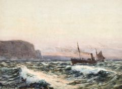 Augustus Morton Hely Smith (1862-1941) British, steamship off the coast, watercolour, signed, 10