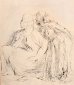 Rodney Joseph Burn (1899-1984) British, A study of Two Ladies, charcoal and pencil, signed, 16.75