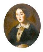 19th century French school, A bust length portrait of a young lady, inscribed verso, 'Mme de