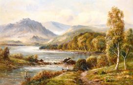 Sydney Yates Johnson (19th/20th century) British, 'Loch Ness, Trossacks' with anglers in the