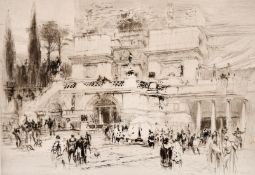 William Walcot (1874-1943) British, An etching of the Villa Quintili, signed in pencil, 7