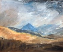 Follower of Ruskin, A mountainous landscape scene, watercolour, 10.25