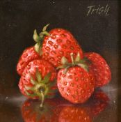 Patricia Mary Bunyon (b. 1929) British, A pair of still life studies of an apple and strawberries,