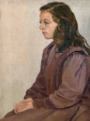 20th century school, A Portrait of a seated girl, oil on canvas laid down, 17