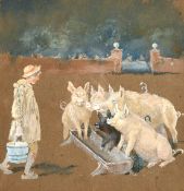 English Na ve school (early 19th century), Two farmyard scenes, Gouache with washes, 16.5 x 16.5cm