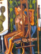 Ray Ambrose (1926-1989) British, 'Girl in a Studio', A female nude in the artist's studio, oil on
