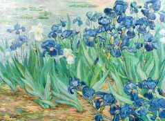 N. Cote (20th century) After Van Gogh, A scene of lilies by a pond,