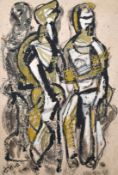 Follower of Henryk Gotlib (1880-1966) Polish, An abstract study of three figures, oil on card,