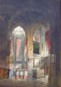 Pilfold Fletcher-Watson (1842-1907) British, A view of the interior of the Cathedral of St. Pierre