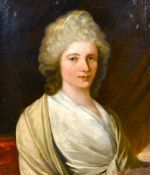 Nineteenth century school, A bust length portrait of a lady, oil on canvas, 27