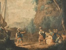 A stipple engraving in a verre eglomise frame, print, 14