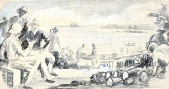 A small collection of commercial illustrations of colonial subjects, mixed media, variously