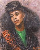 Bruno Beran (1888-1979) Czech, A head and shoulders portrait of a lady, oil on board signed, 21.