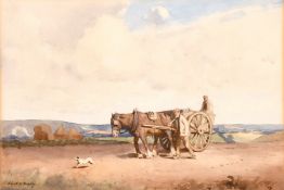 Ernest George Beach (1865-1943) British, Figures with a horse and cart in a landscape,