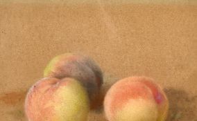 20th century school, A still life study of plums, pastel on brown paper, 5