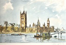 Edward Wesson (1910-1983) British, 'Westminster from Lambeth Bridge', limited edition, signed in