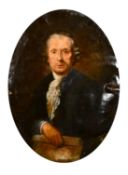 Jan Frans Josephus Mertens, Antwerp school, circa 1790, A portrait of a gentleman holding a scrolled