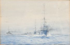 Rowland Langmaid (1897-1956) British, A pair of Maritime scenes 'A North Sea Sweep - Great War 14'