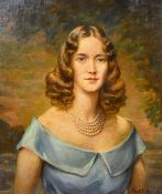 Frank Beresford (1881-1967) British, A portrait of Anne Browning a 'Deb' in 1957, signed and