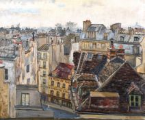M. Thorold (20th century) A scene of rooftops over a French city, oil on canvas, signed, 20