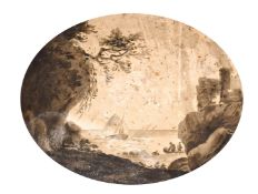 Attributed to William Payne, figure studies with two others by different hands, watercolour, signed,