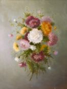 19th/ 20th century French school, A still life study of flowers, oil on canvas, 22
