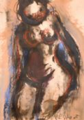 Frans Martin Claerhout (1919-2006) South African, A study of a female nude figure, mixed media,