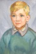 20th century school, A bust length portrait of a boy, oil on board, 20