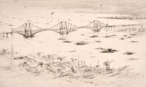 William Walcot (1874-1943) British, An etching of the Forth Bridge, signed in pencil, 5.5