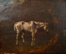 H. Alken (19th century) British, A white horse in a landscape, oil on panel, signed and dated '