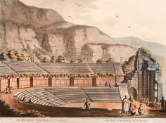 A pair of prints circa 1803 of Egyptian subjects, the ancient theatre of Cacamo, and the 'Groto by