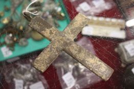 A large early bronze crucifix.