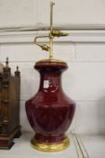 A Chines Sang-de-Boeuf vase / table lamp.