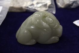 A Chinese carved jade rabbit.