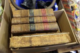Holy Bible, three volumes, 1817, leather bound, together with another book.