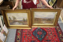 A pair of watercolours depicting landscapes.