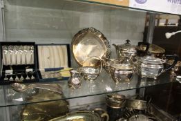 Plated wares to include a four piece tea service.