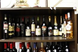 A collection of wines and spirits.