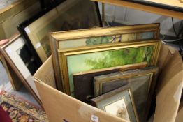 A quantity of paintings and prints.