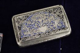 A continental silver and blue enamel snuff box.