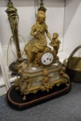 A 19th century French ormolu and alabaster mantle clock.