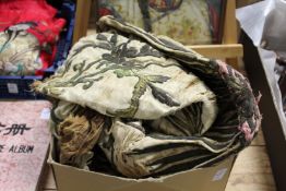 An old gilt metal and embroidered silk work tapestry.