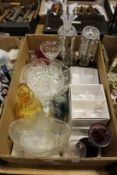 A box of decorative glassware.