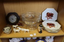 A good cut glass pedestal bowl and other decorative items.