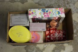 Various perfumes and cosmetics.