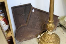 An old cast iron fireback (in two parts).
